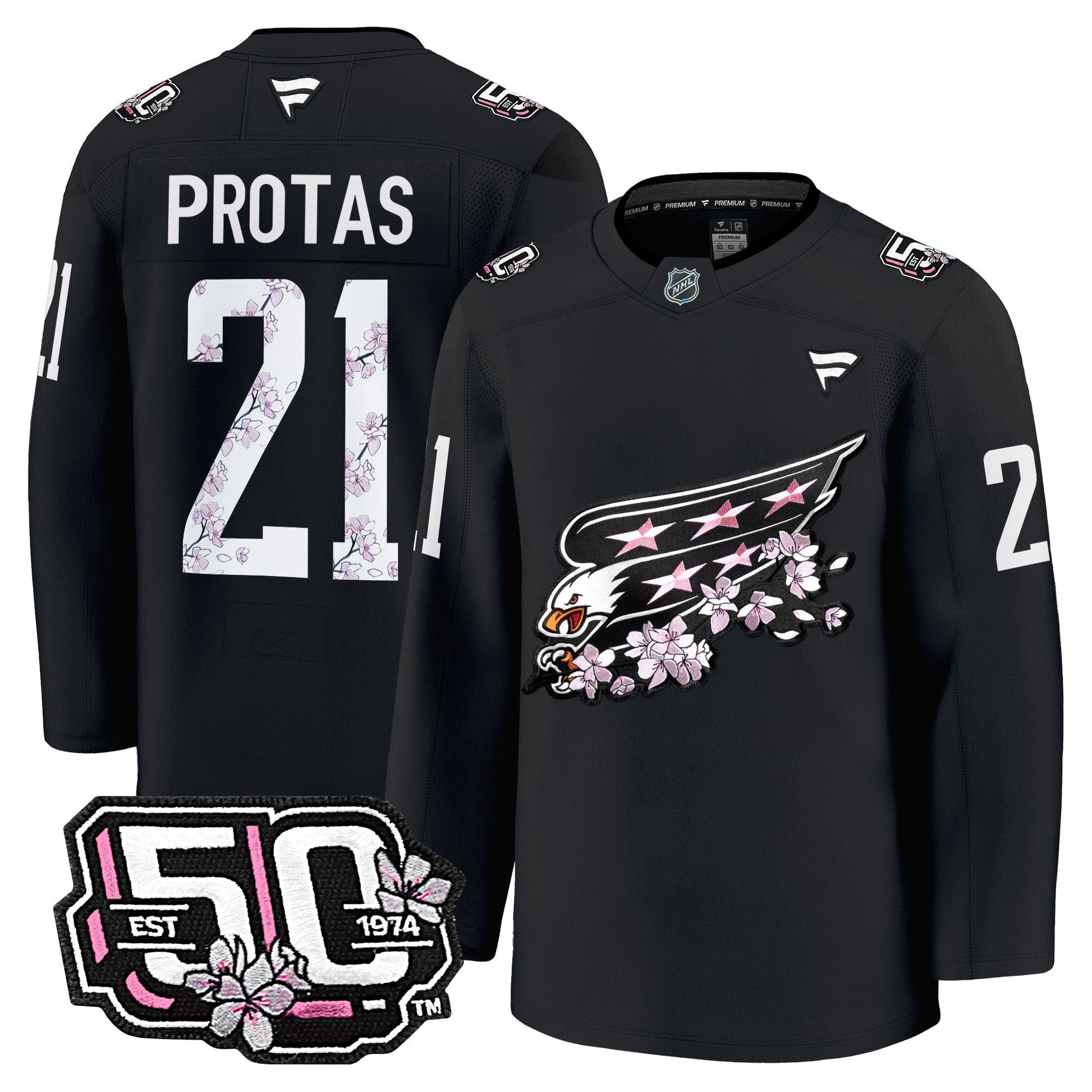 Men's Washington Capitals 50th Anniversary Cherry Blossom Premium Jersey - All Stitched