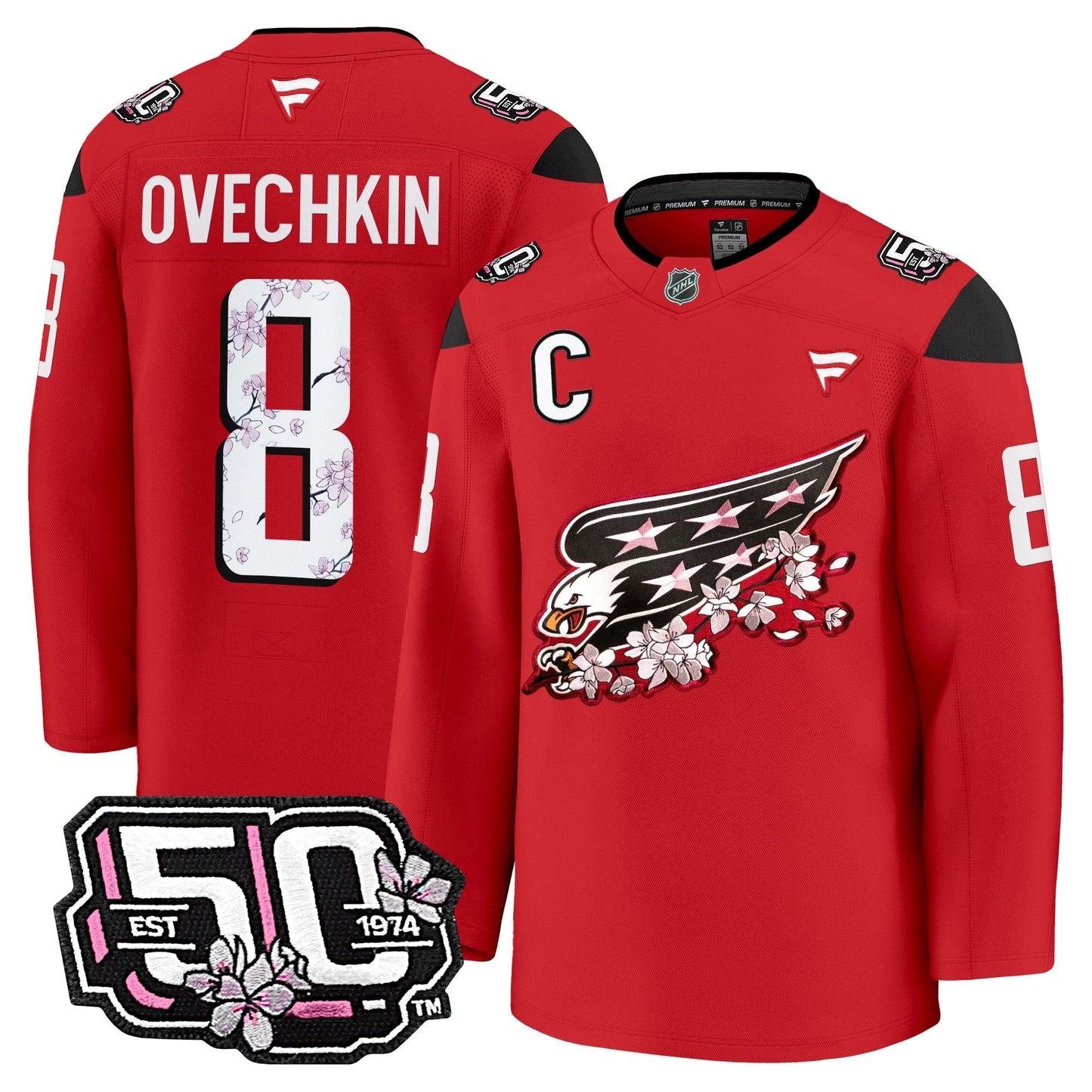Men's Washington Capitals 50th Anniversary Cherry Blossom Premium Jersey - All Stitched