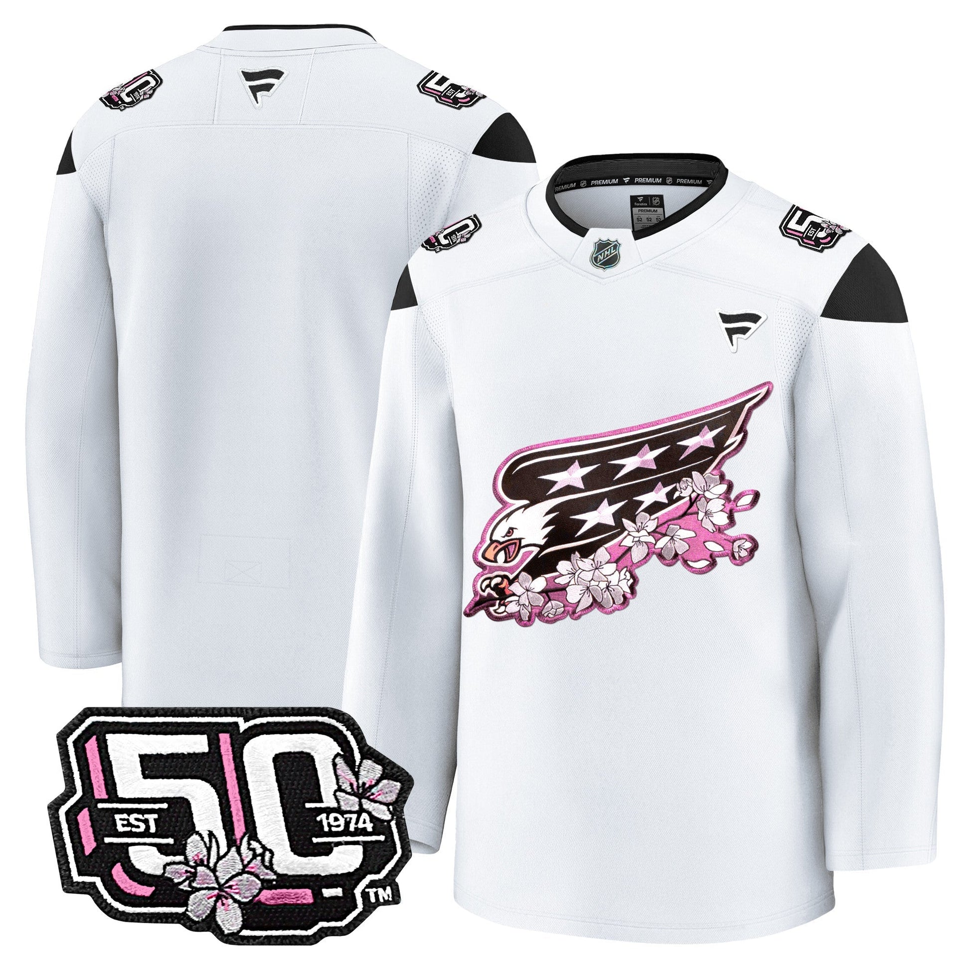 Men's Washington Capitals 50th Anniversary Cherry Blossom Premium Jersey - All Stitched