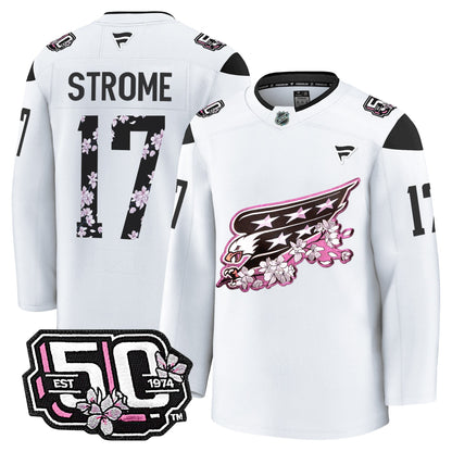 Men's Washington Capitals 50th Anniversary Cherry Blossom Premium Jersey - All Stitched