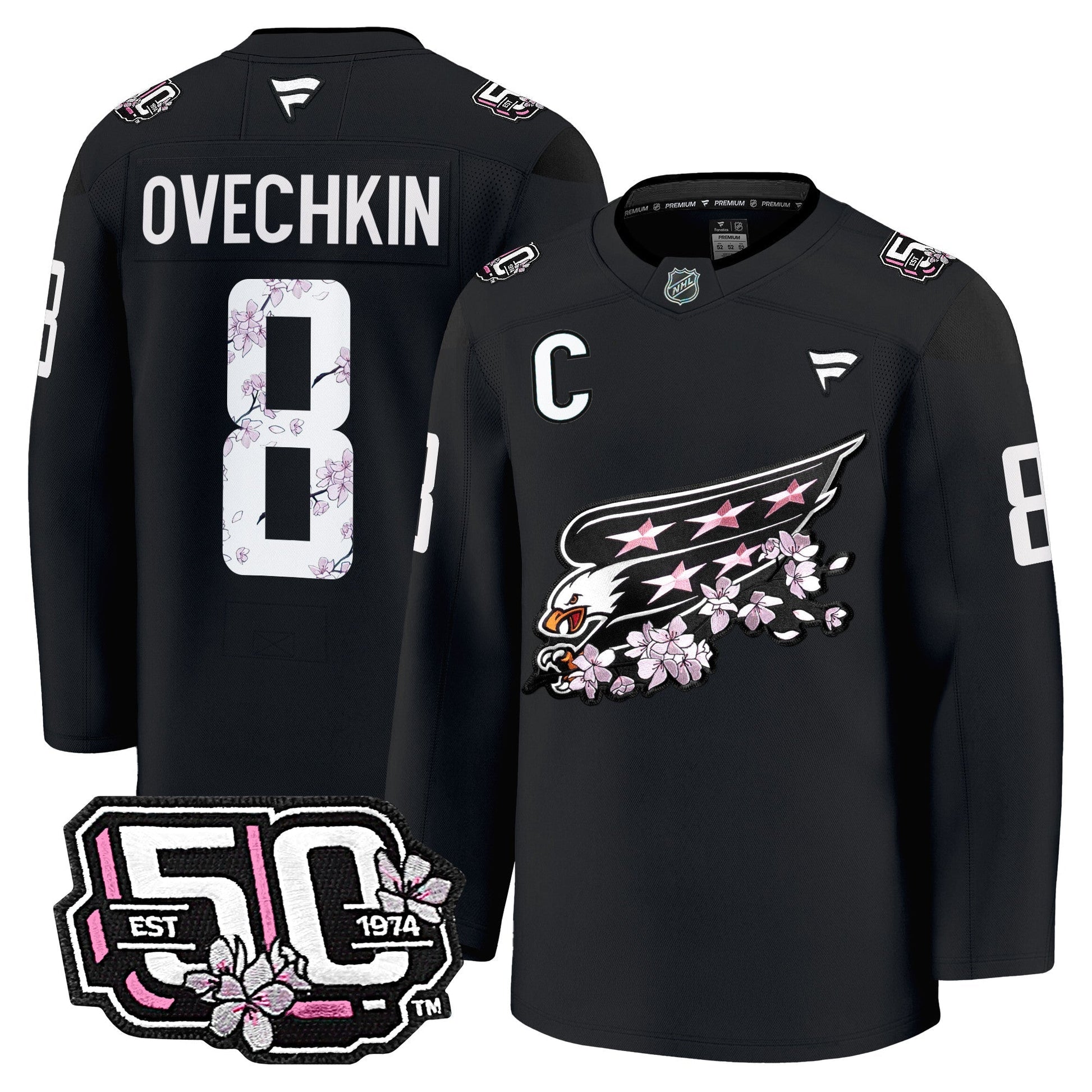 Men's Washington Capitals 50th Anniversary Cherry Blossom Premium Jersey - All Stitched