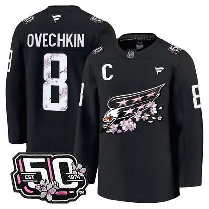Men's Washington Capitals 50th Anniversary Cherry Blossom Premium Jersey - All Stitched