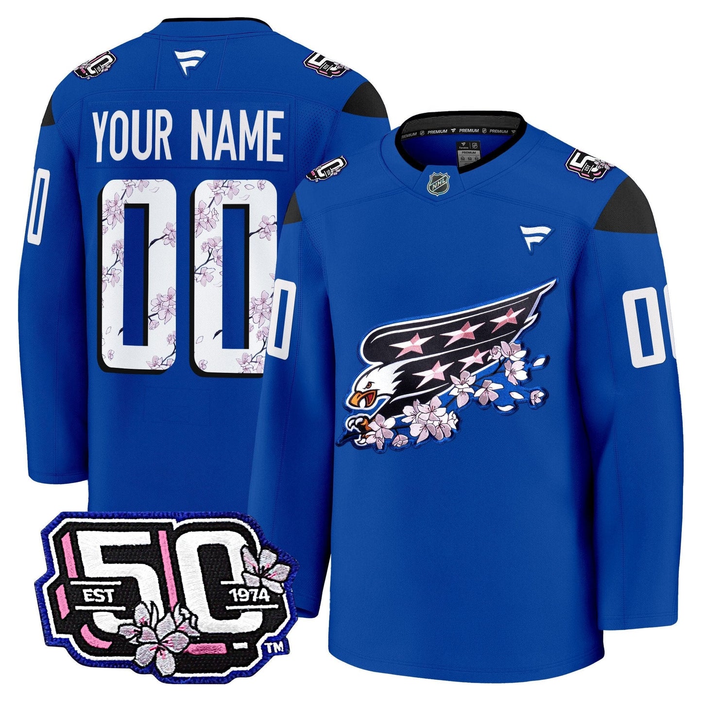 Washington Capitals 50th Anniversary Cherry Blossom Premium Custom Jersey - All Stitched