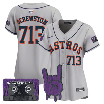 Women's Houston Astros DJ Screw Patch Vapor Premier Limited Jersey - All Stitched