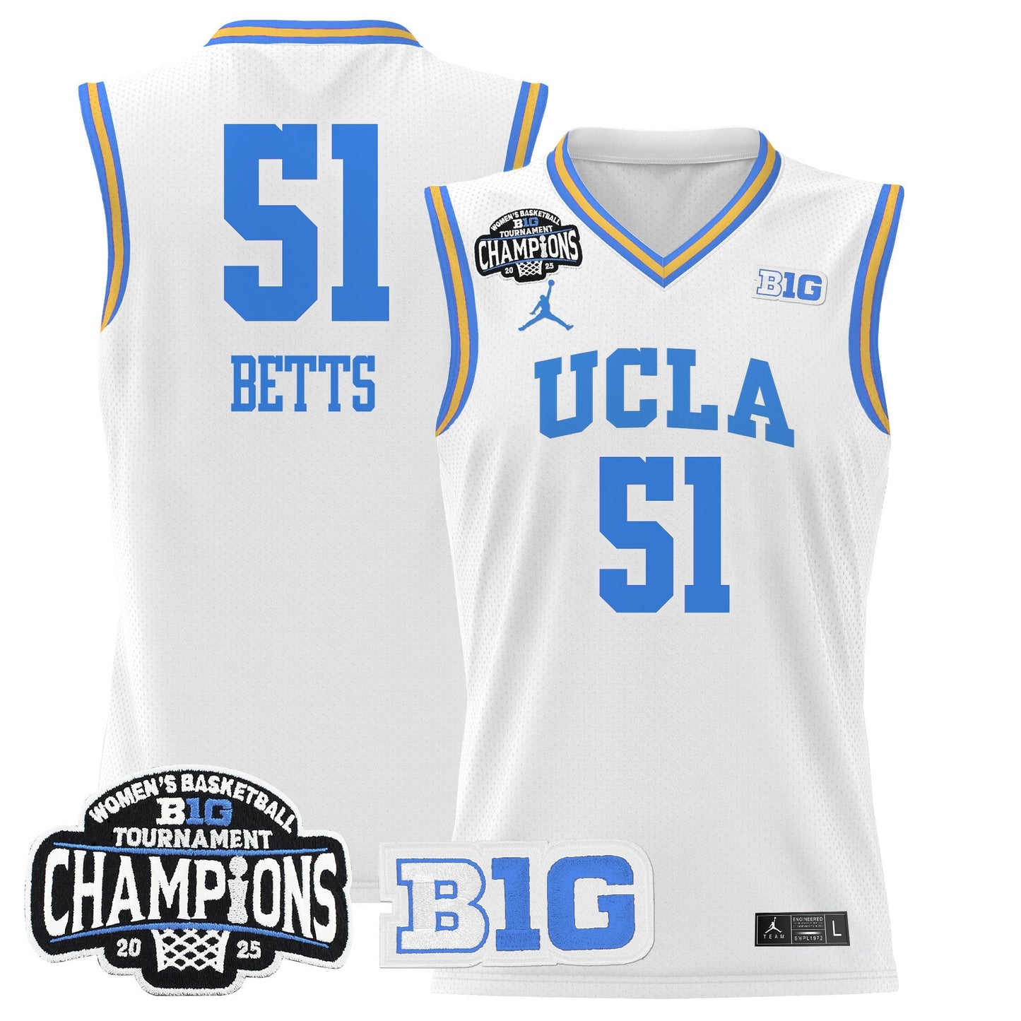 Men's Size - UCLA Bruins 2025 Big Ten Women's Conference Tournament Champions Lightweight Basketball Jersey - All Stitched