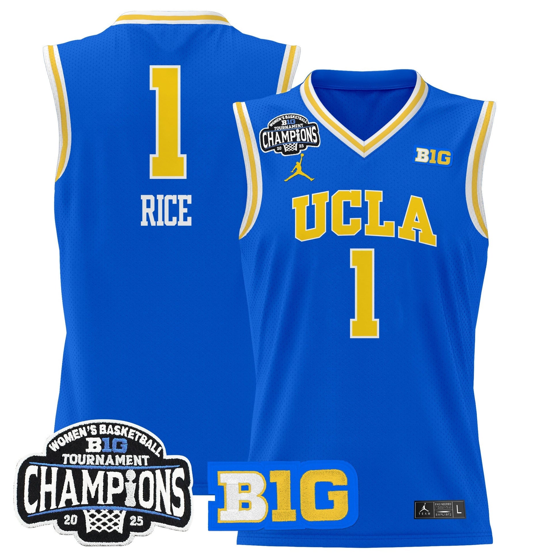 Men's Size - UCLA Bruins 2025 Big Ten Women's Conference Tournament Champions Lightweight Basketball Jersey - All Stitched