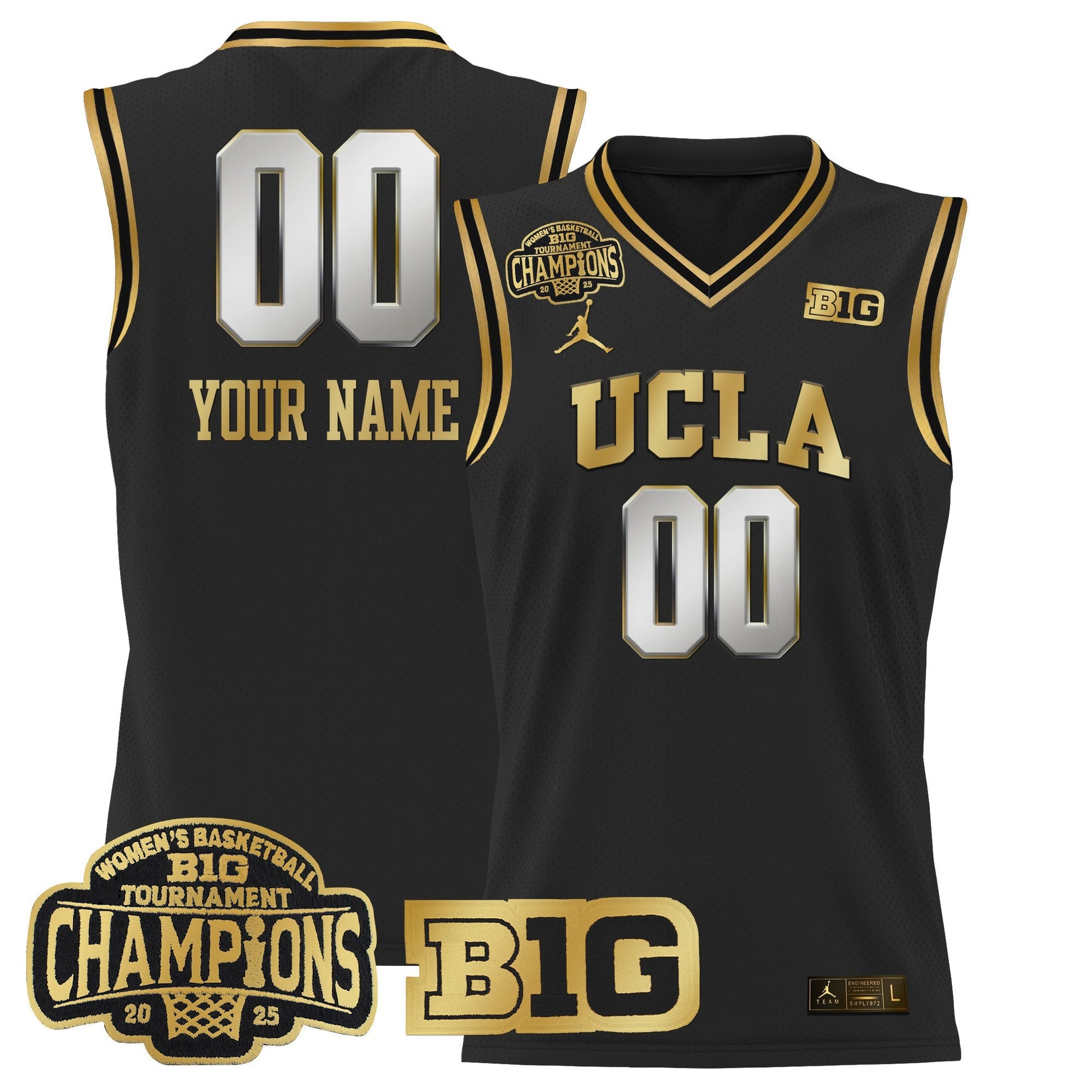 UCLA Bruins 2025 Big Ten Women's Conference Tournament Champions Lightweight Basketball Custom Jersey - All Stitched