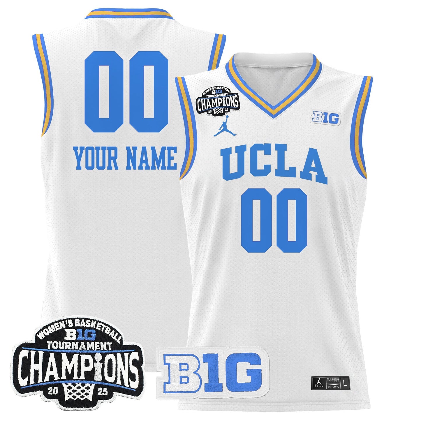 UCLA Bruins 2025 Big Ten Women's Conference Tournament Champions Lightweight Basketball Custom Jersey - All Stitched