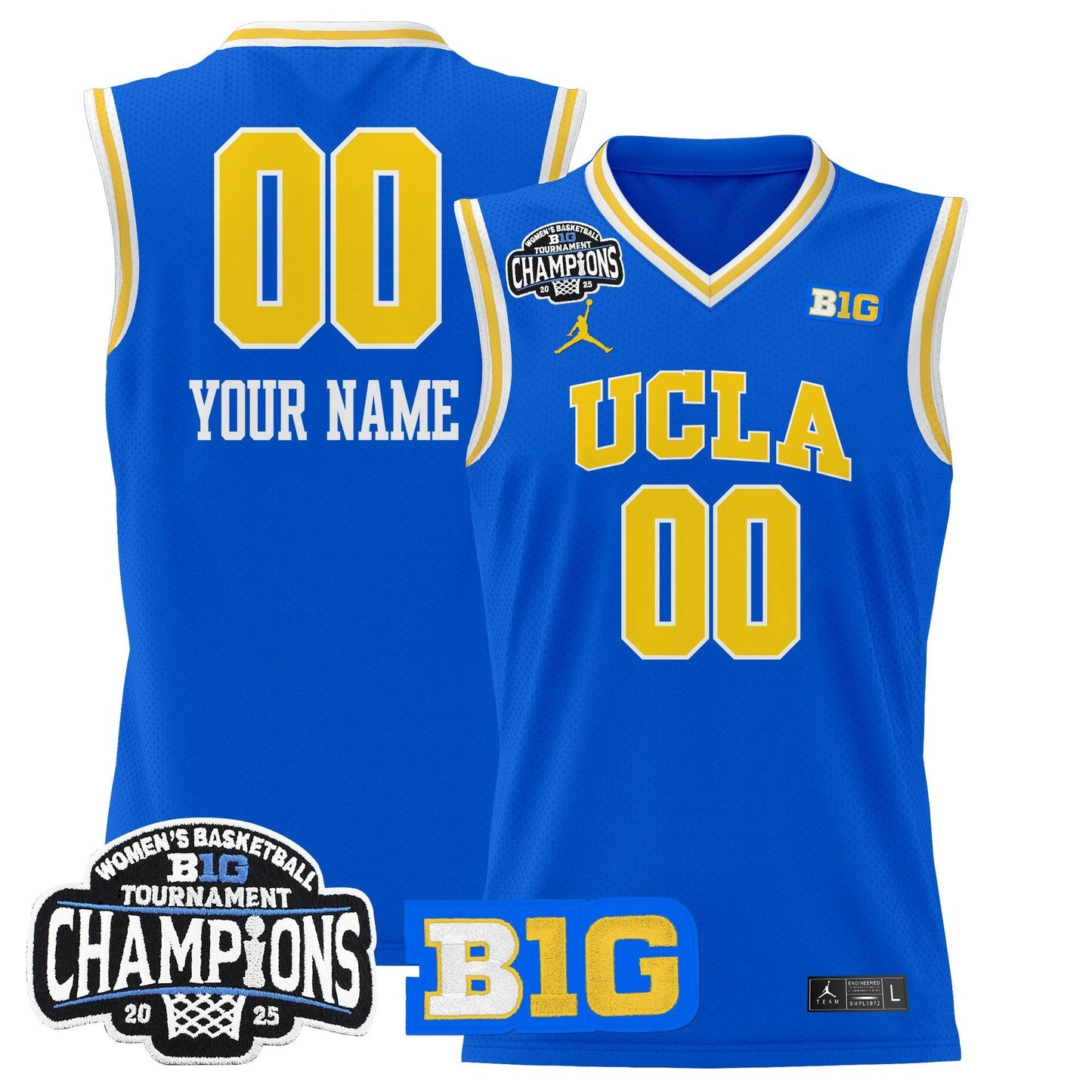 UCLA Bruins 2025 Big Ten Women's Conference Tournament Champions Lightweight Basketball Custom Jersey - All Stitched