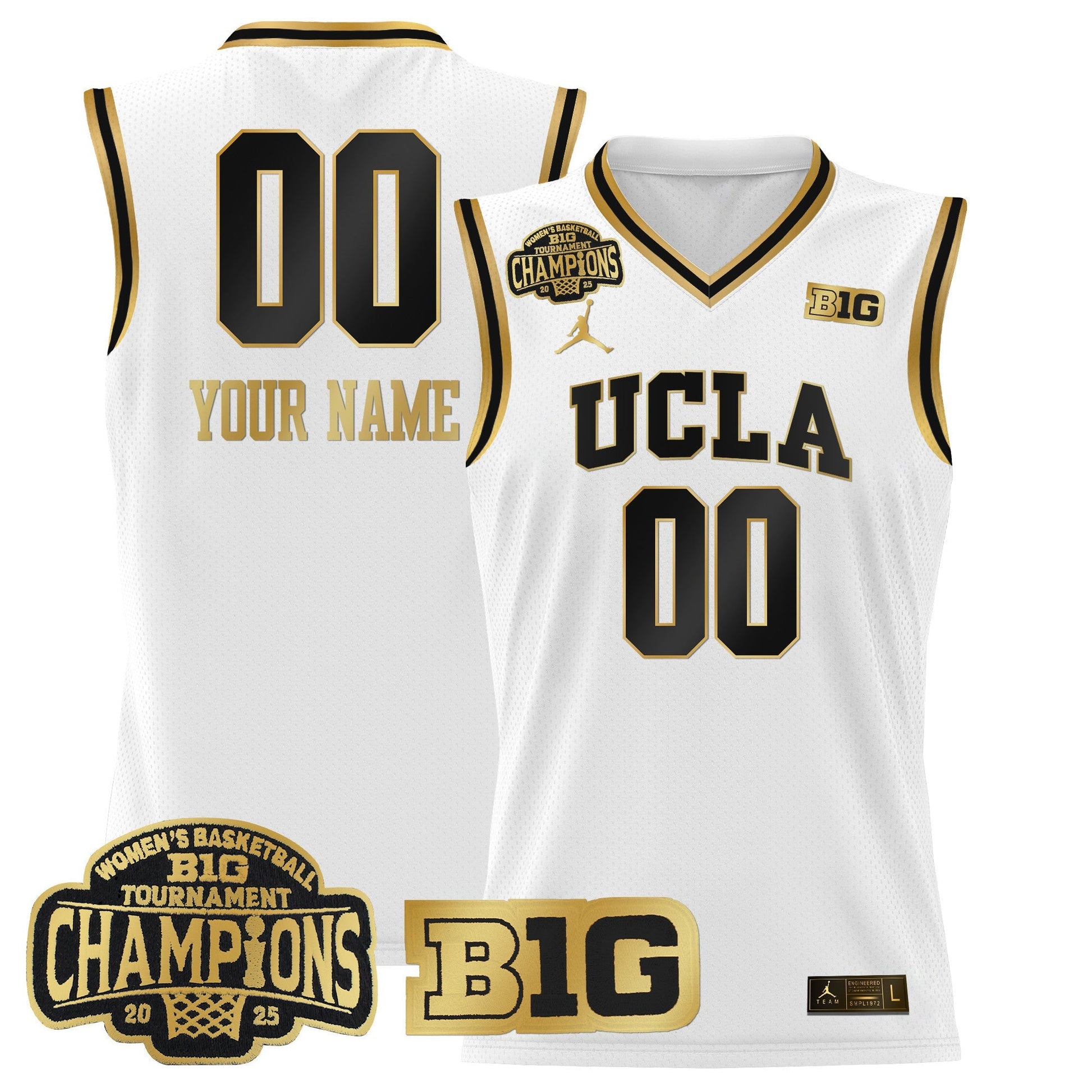 UCLA Bruins 2025 Big Ten Women's Conference Tournament Champions Lightweight Basketball Custom Jersey - All Stitched