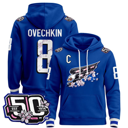 Men's Washington Capitals 50th Anniversary Cherry Blossom Pullover Hoodie - All Stitched