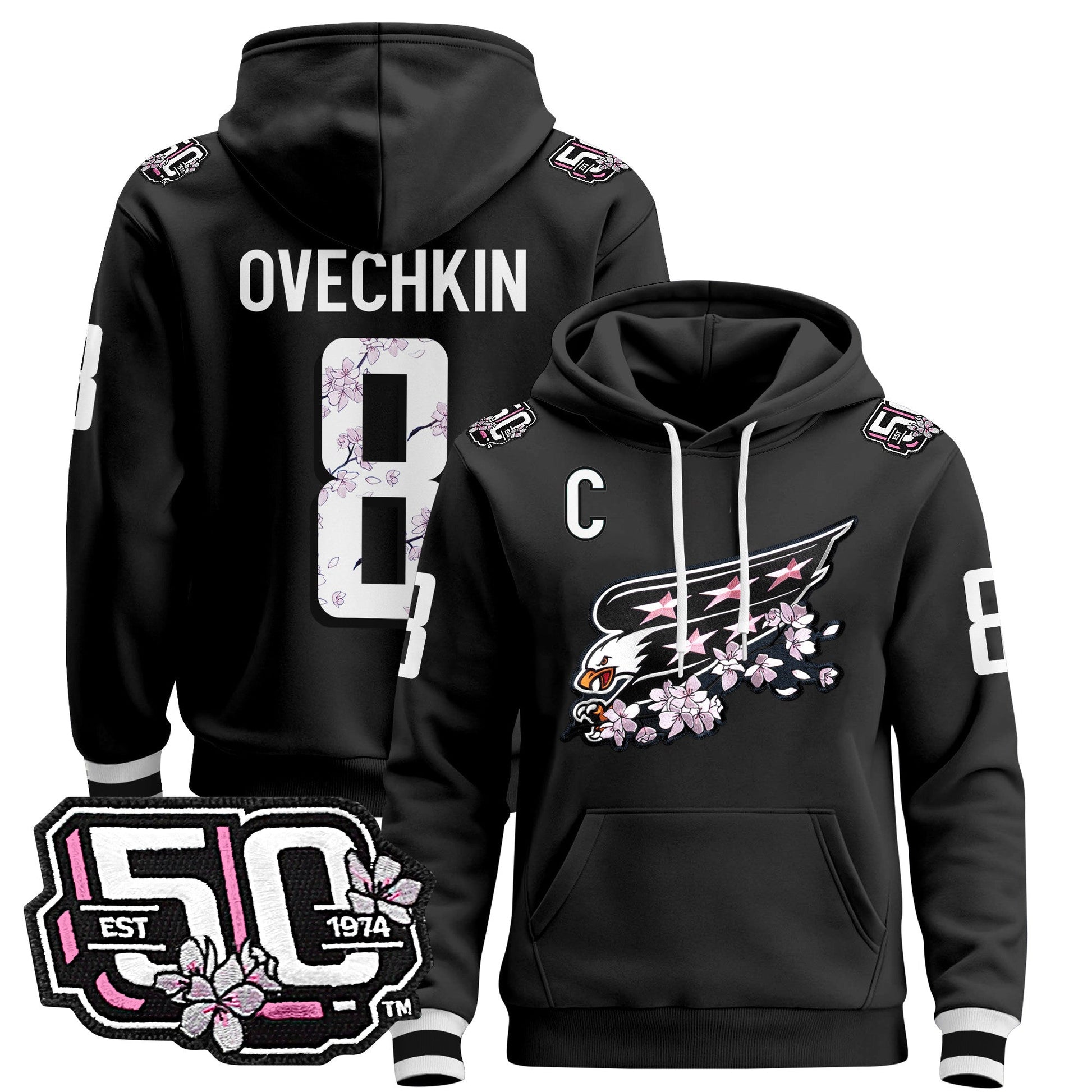 Men's Washington Capitals 50th Anniversary Cherry Blossom Pullover Hoodie - All Stitched