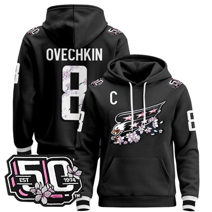 Men's Washington Capitals 50th Anniversary Cherry Blossom Pullover Hoodie - All Stitched