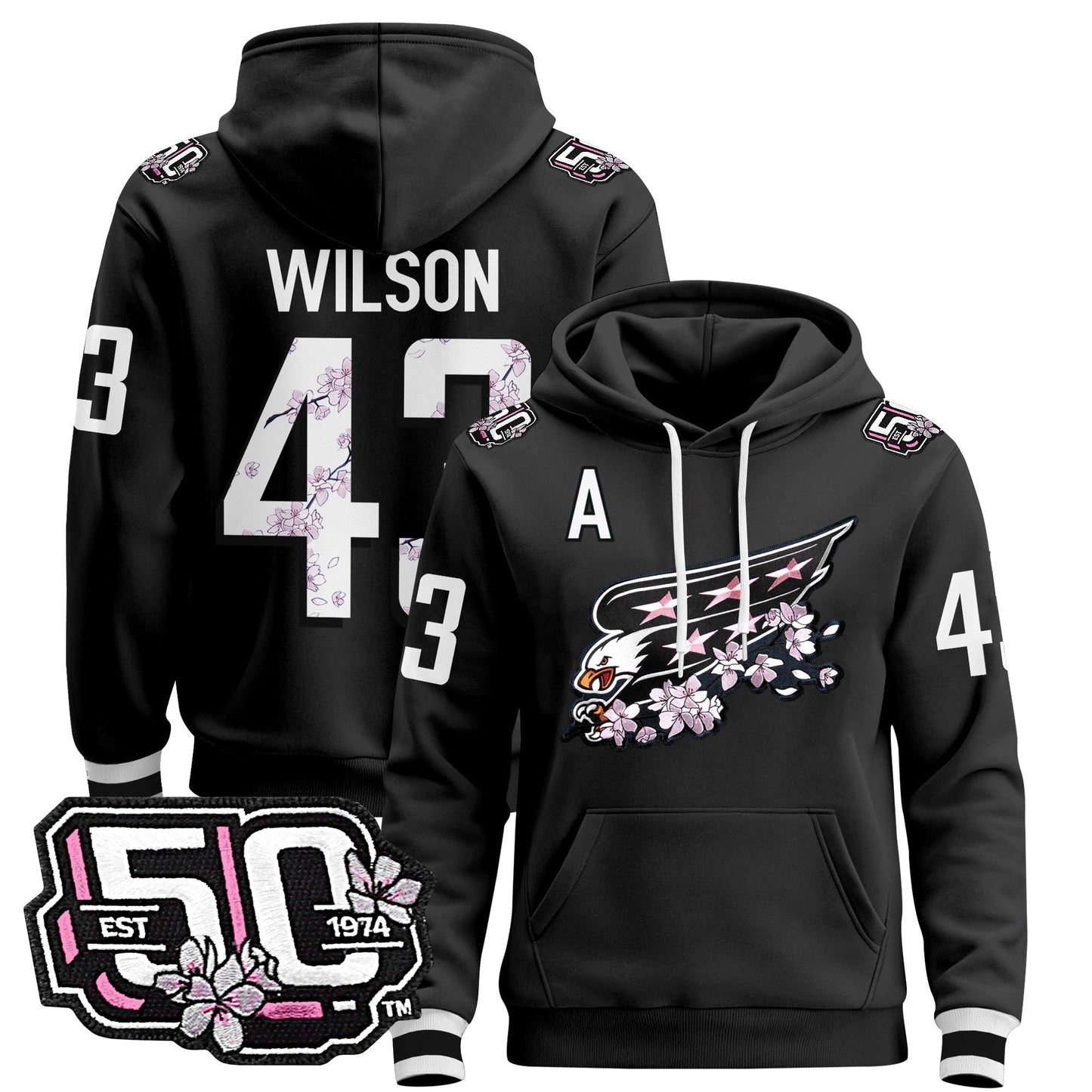 Men's Washington Capitals 50th Anniversary Cherry Blossom Pullover Hoodie - All Stitched
