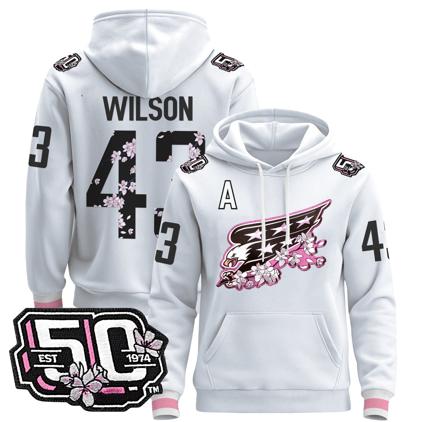 Men's Washington Capitals 50th Anniversary Cherry Blossom Pullover Hoodie - All Stitched