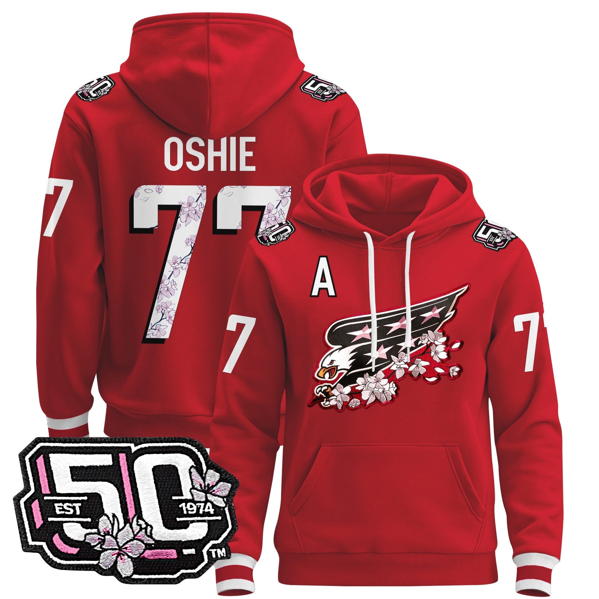 Men's Washington Capitals 50th Anniversary Cherry Blossom Pullover Hoodie - All Stitched