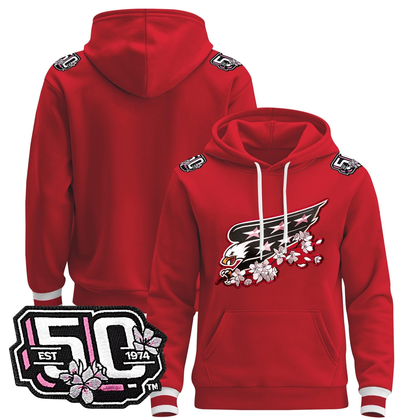 Men's Washington Capitals 50th Anniversary Cherry Blossom Pullover Hoodie - All Stitched
