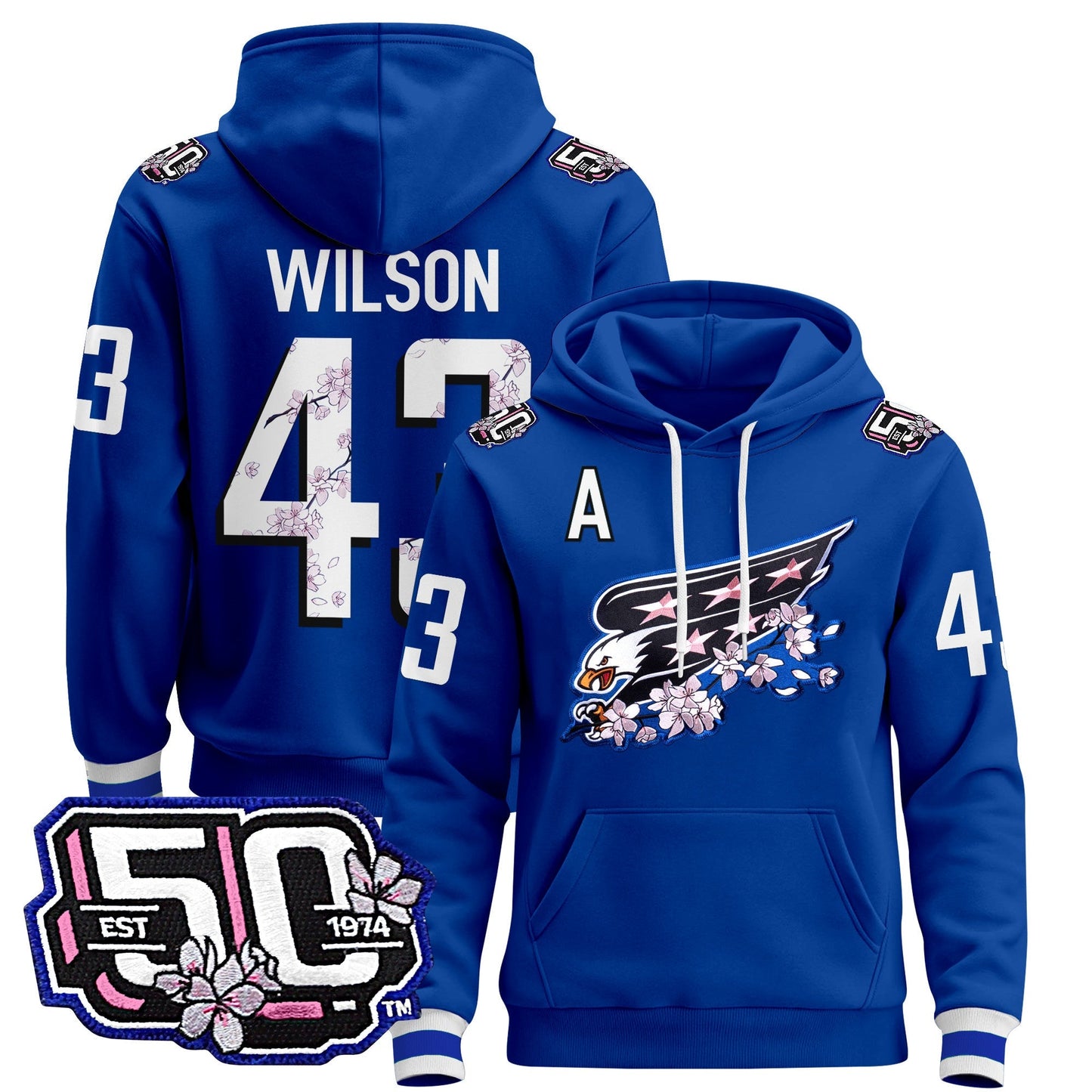 Men's Washington Capitals 50th Anniversary Cherry Blossom Pullover Hoodie - All Stitched