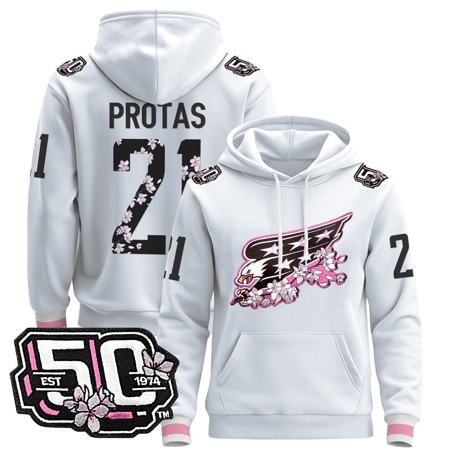 Men's Washington Capitals 50th Anniversary Cherry Blossom Pullover Hoodie - All Stitched