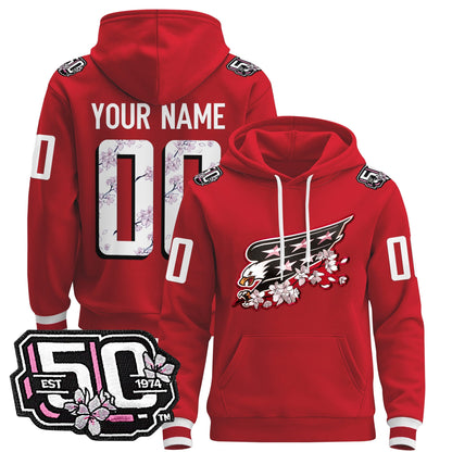 Washington Capitals 50th Anniversary Cherry Blossom Custom Pullover Hoodie - All Stitched