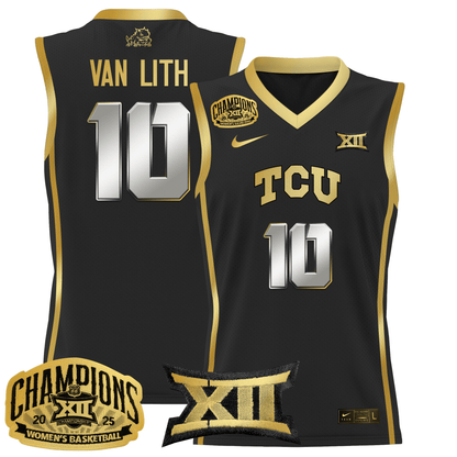Men's Size - TCU Horned Frogs 2025 BIG 12 Women's Conference Tournament Champions Lightweight Basketball Jersey - All Stitched