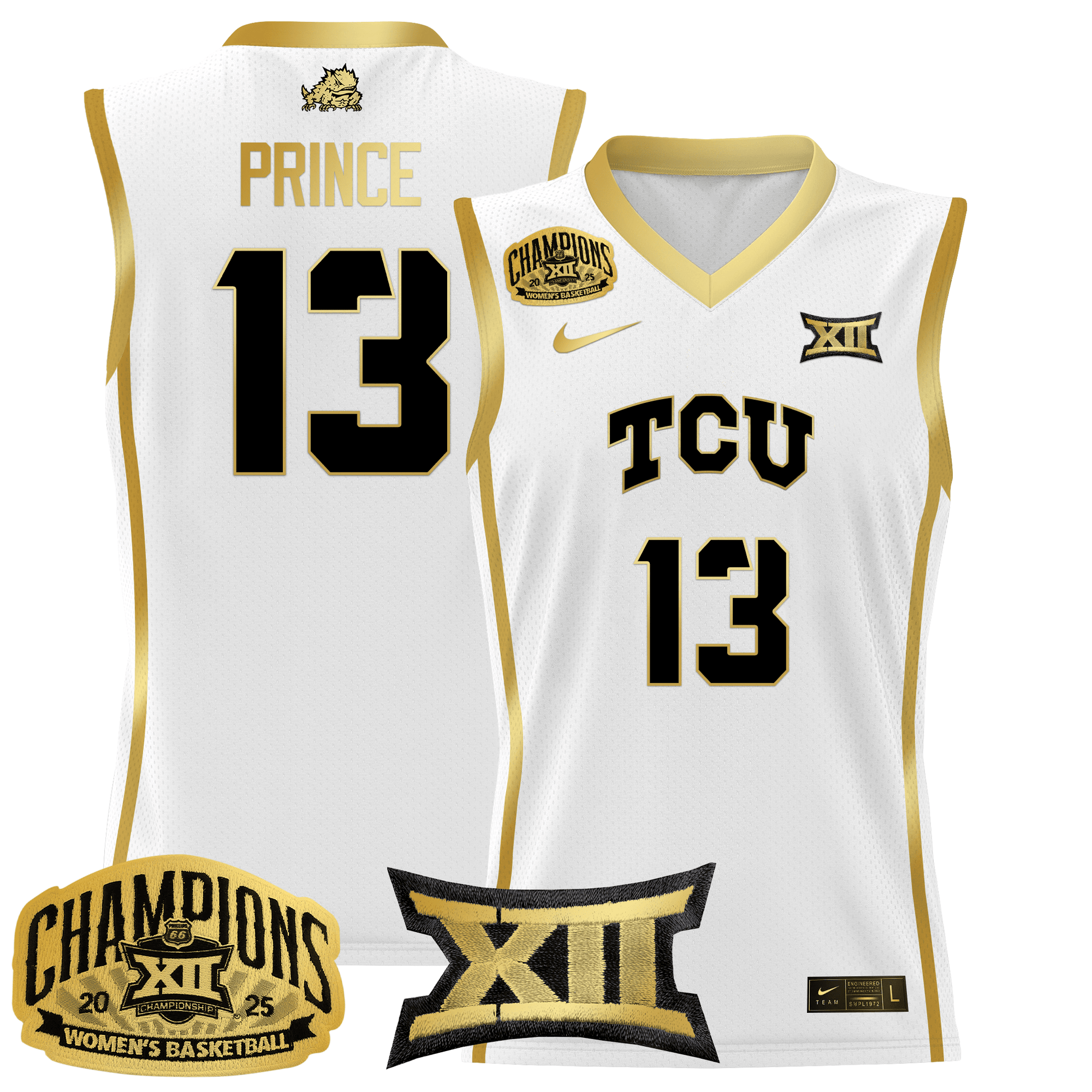 Men's Size - TCU Horned Frogs 2025 BIG 12 Women's Conference Tournament Champions Lightweight Basketball Jersey - All Stitched