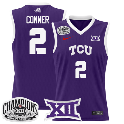Men's Size - TCU Horned Frogs 2025 BIG 12 Women's Conference Tournament Champions Lightweight Basketball Jersey - All Stitched
