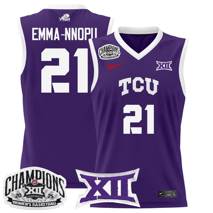 Men's Size - TCU Horned Frogs 2025 BIG 12 Women's Conference Tournament Champions Lightweight Basketball Jersey - All Stitched