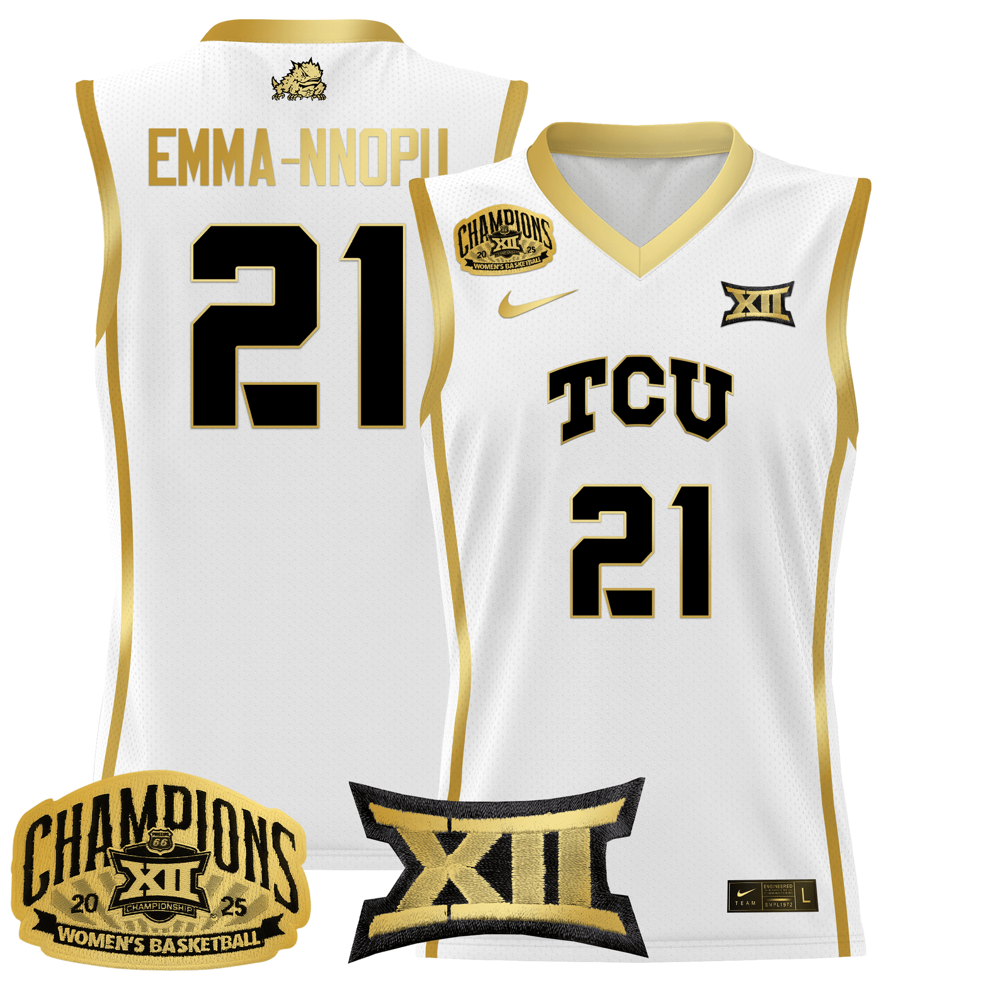 Men's Size - TCU Horned Frogs 2025 BIG 12 Women's Conference Tournament Champions Lightweight Basketball Jersey - All Stitched