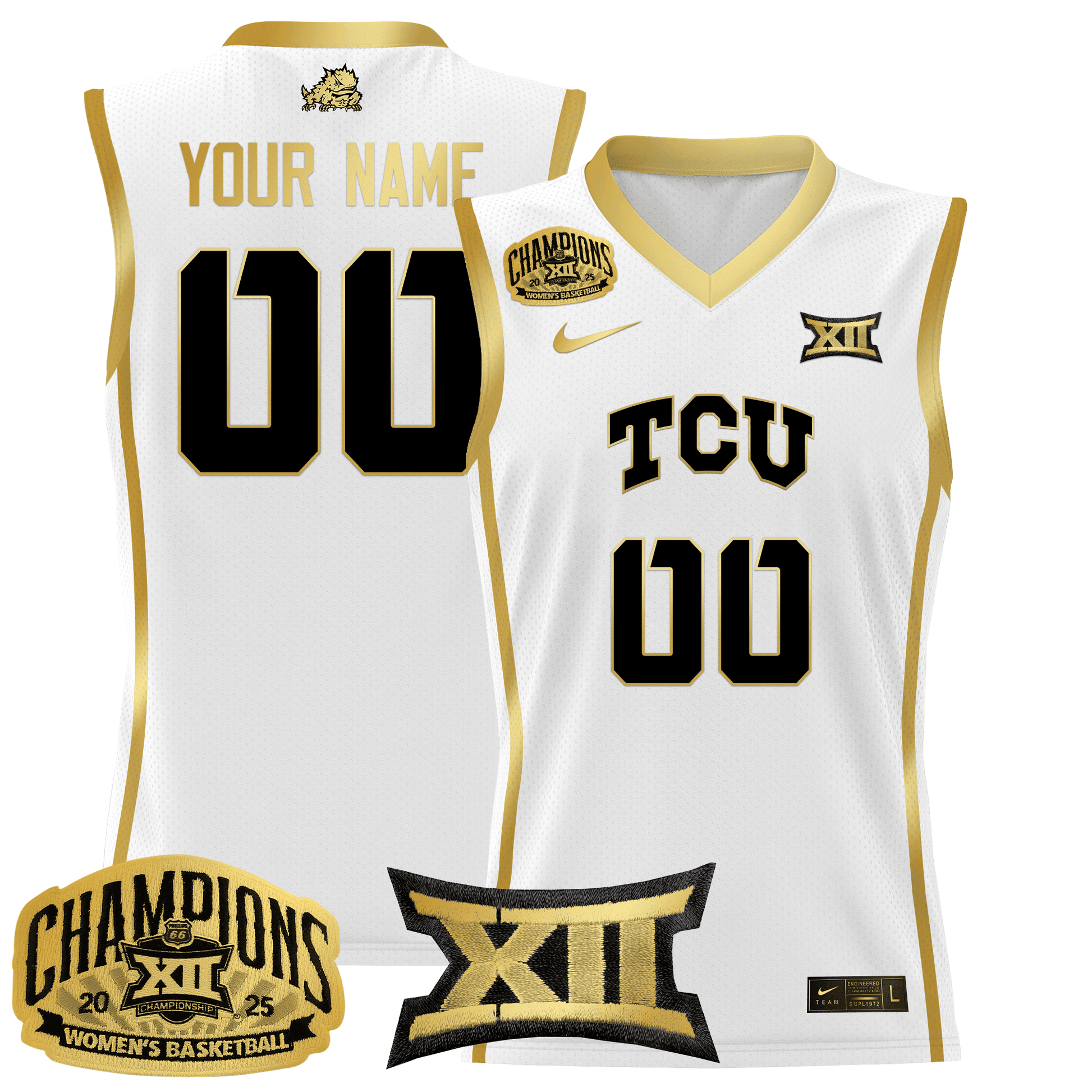 TCU Horned Frogs 2025 BIG 12 Women's Conference Tournament Champions Lightweight Basketball Custom Jersey - All Stitched
