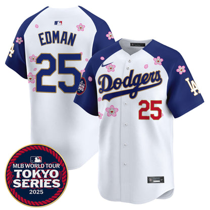 Men's Dodgers Tokyo Series 2025 Gold Trim Vapor Premier Limited Jersey - Stitched