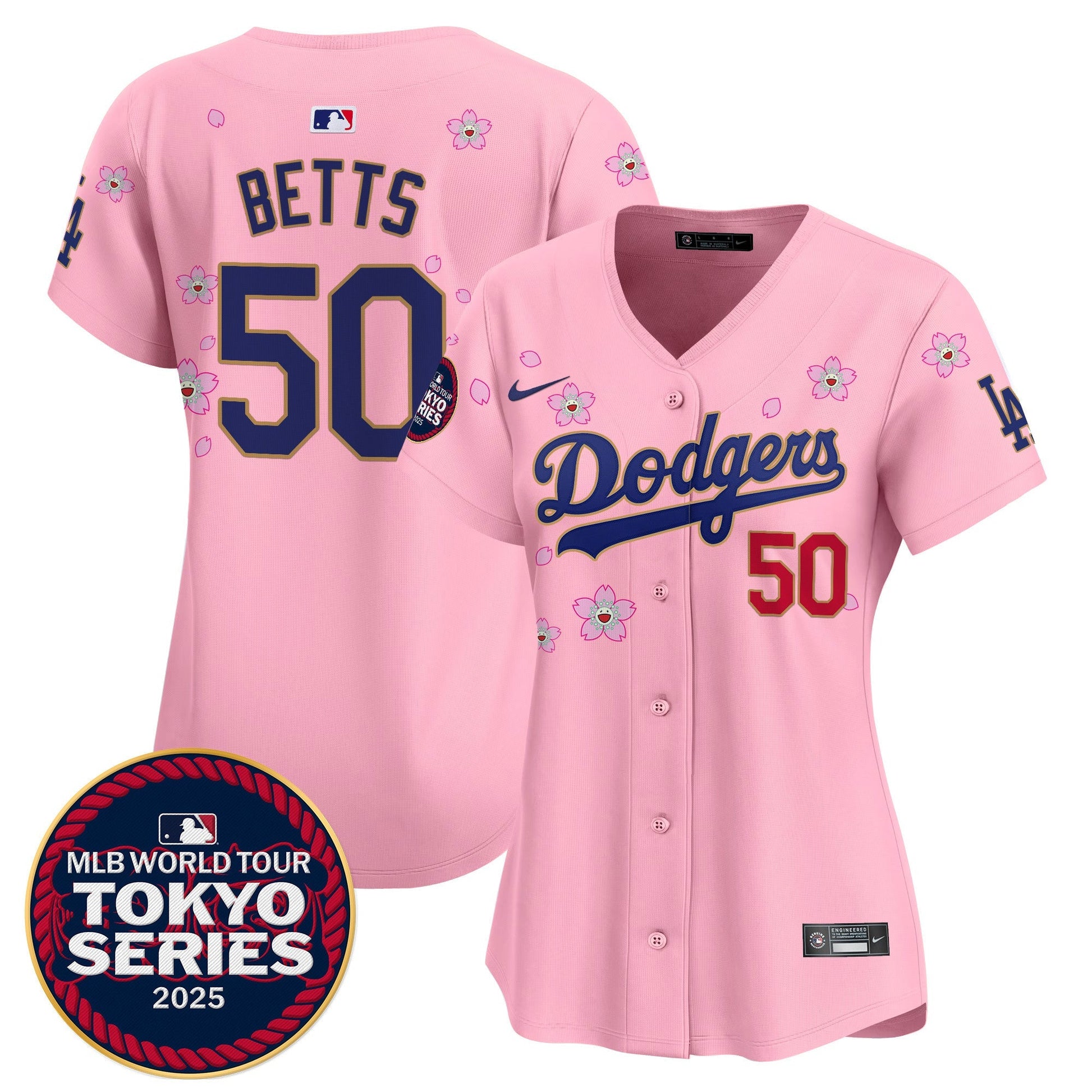 Women's Dodgers Tokyo Series 2025 Gold Trim Vapor Premier Limited Jersey - Stitched