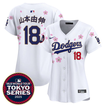 Women's Dodgers Tokyo Series 2025 Gold Trim Vapor Premier Limited Jersey - Stitched