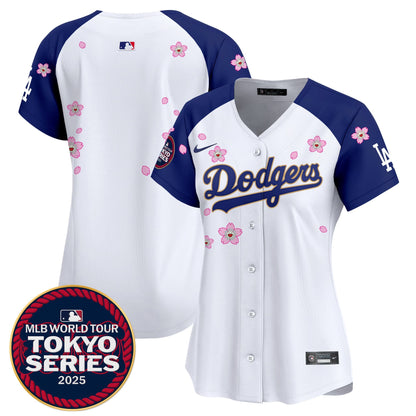 Women's Dodgers Tokyo Series 2025 Gold Trim Vapor Premier Limited Jersey - Stitched