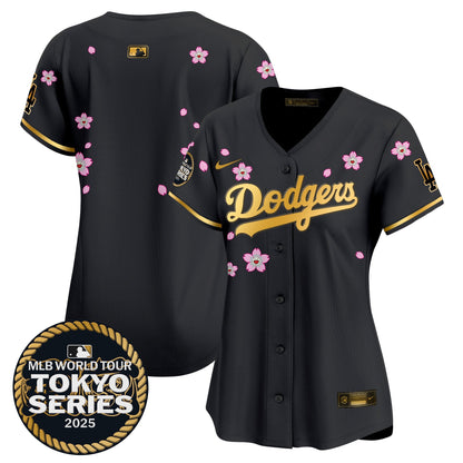 Women's Dodgers Tokyo Series 2025 Gold Trim Vapor Premier Limited Jersey V2 - Stitched