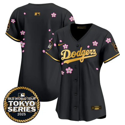 Women's Dodgers Tokyo Series 2025 Gold Trim Vapor Premier Limited Jersey - Stitched
