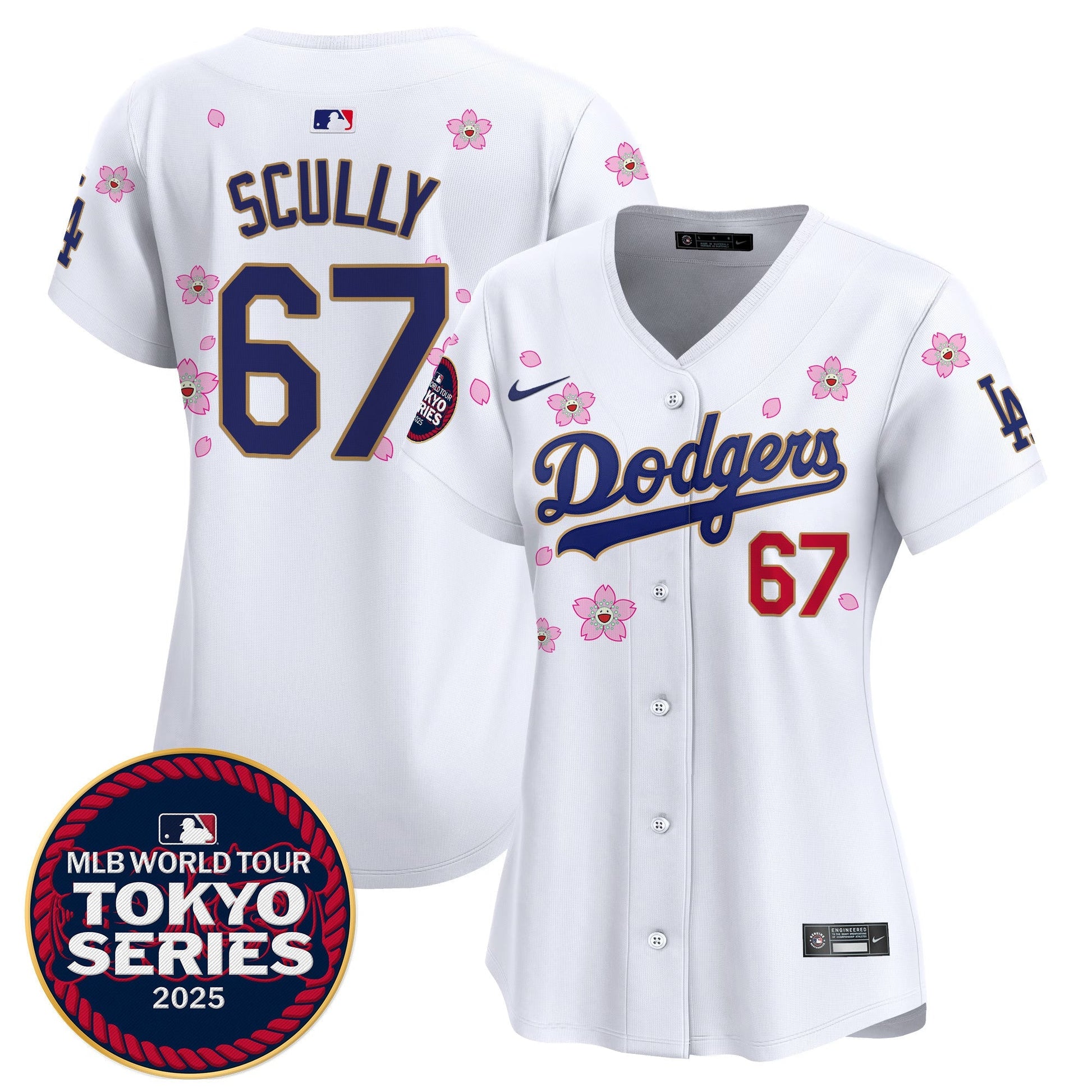 Women's Dodgers Tokyo Series 2025 Gold Trim Vapor Premier Limited Jersey V2 - Stitched
