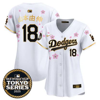 Women's Dodgers Tokyo Series 2025 Gold Trim Vapor Premier Limited Jersey - Stitched