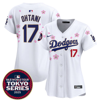 Women's Dodgers Tokyo Series 2025 Gold Trim Vapor Premier Limited Jersey V2 - Stitched