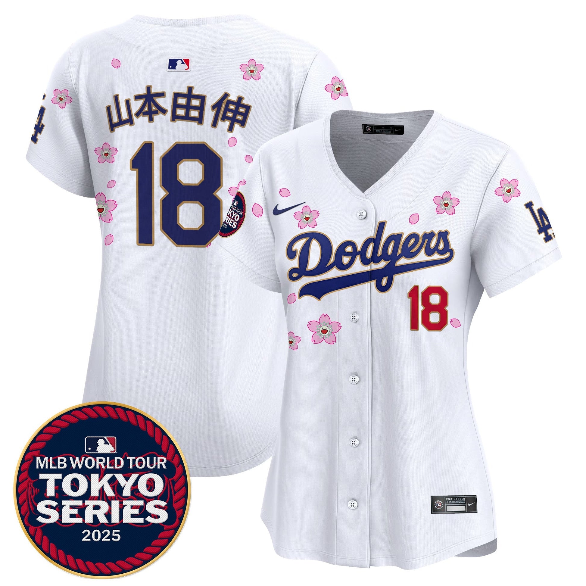 Women's Dodgers Tokyo Series 2025 Gold Trim Vapor Premier Limited Jersey V2 - Stitched