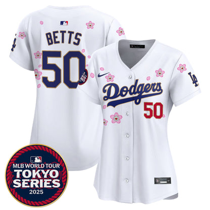 Women's Dodgers Tokyo Series 2025 Gold Trim Vapor Premier Limited Jersey V2 - Stitched