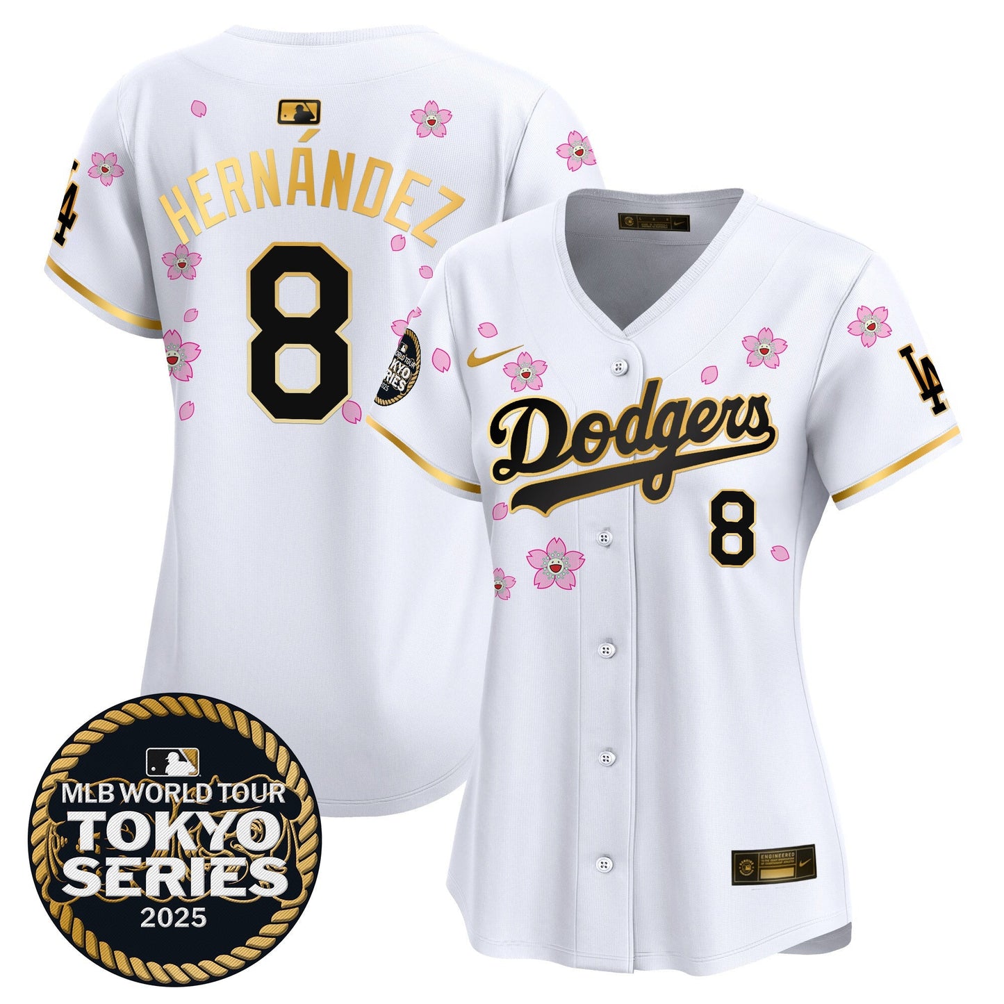 Women's Dodgers Tokyo Series 2025 Gold Trim Vapor Premier Limited Jersey V2 - Stitched