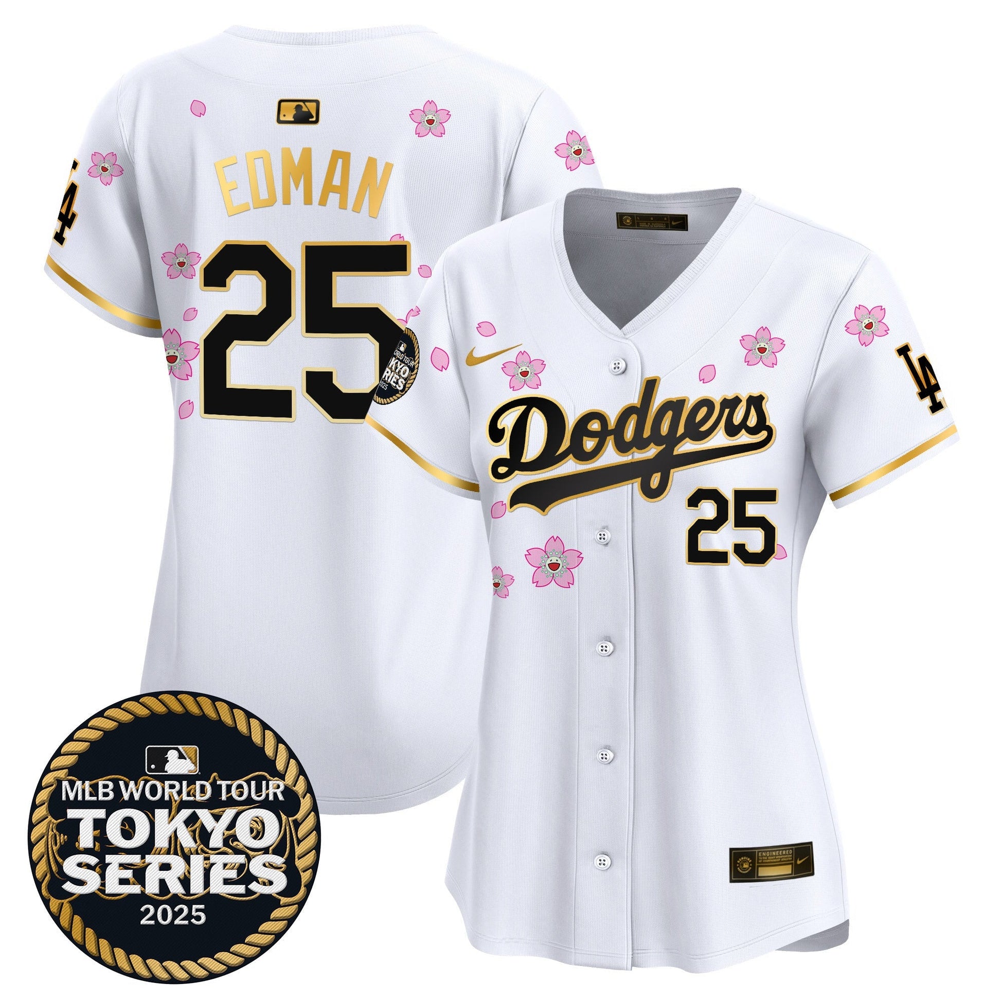 Women's Dodgers Tokyo Series 2025 Gold Trim Vapor Premier Limited Jersey V2 - Stitched