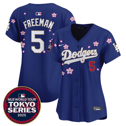 Women's Dodgers Tokyo Series 2025 Gold Trim Vapor Premier Limited Jersey V2 - Stitched