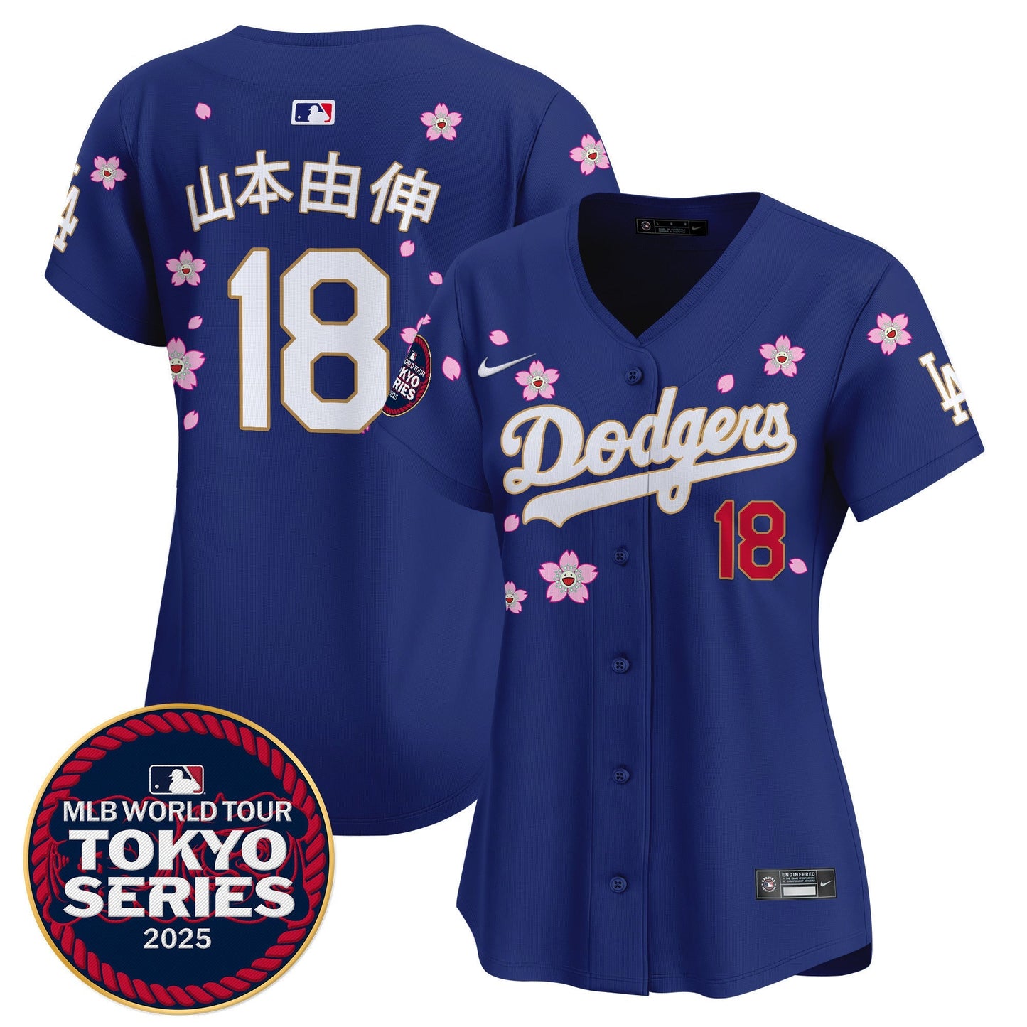 Women's Dodgers Tokyo Series 2025 Gold Trim Vapor Premier Limited Jersey V2 - Stitched