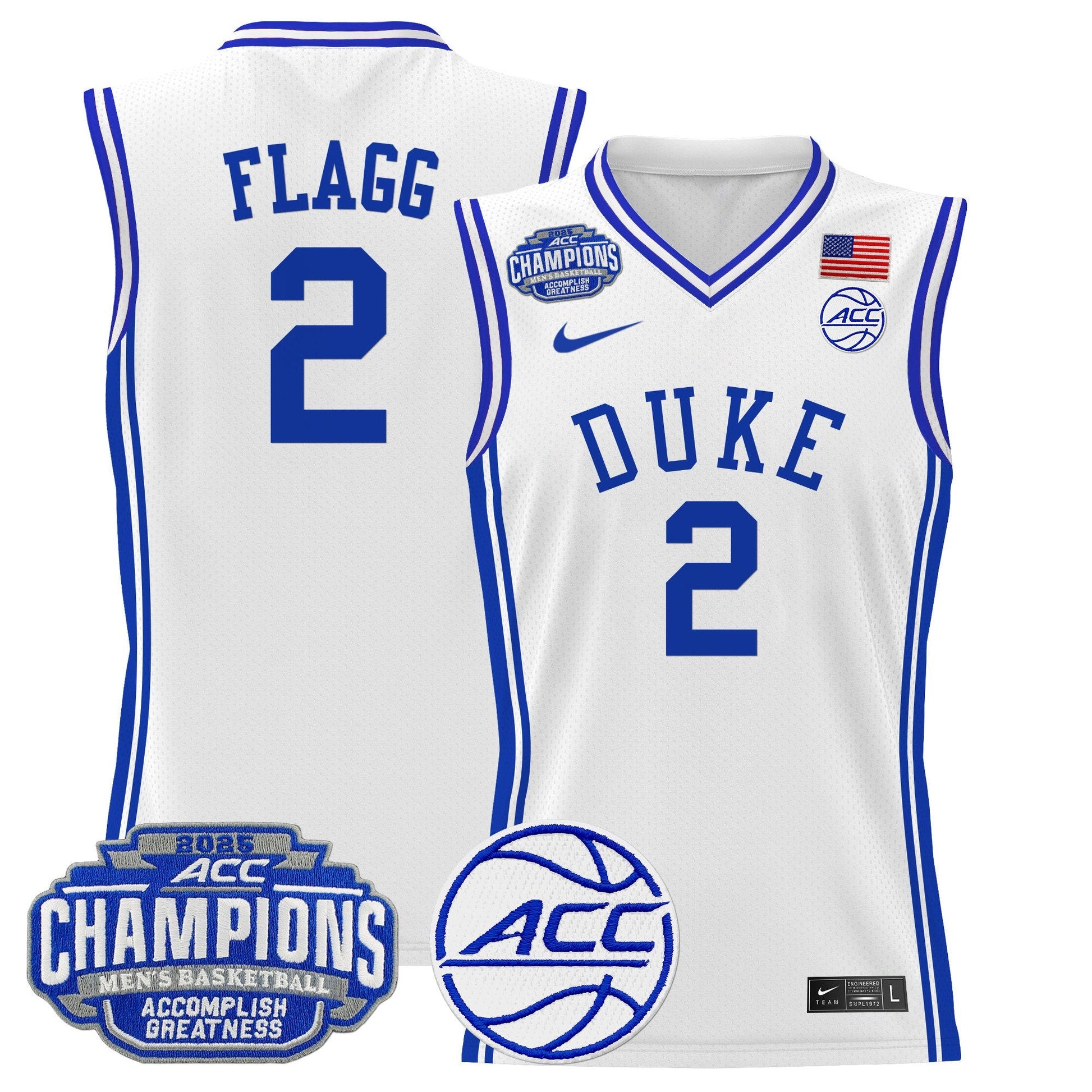 Men's Duke Blue Devils 2025 ACC Conference Tournament Champions Basketball Jersey - All Stitched