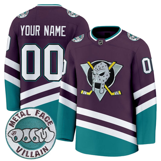 Anaheim Ducks MF DOOM Metal Face Villain Patch Premium Custom Jersey - All Stitched