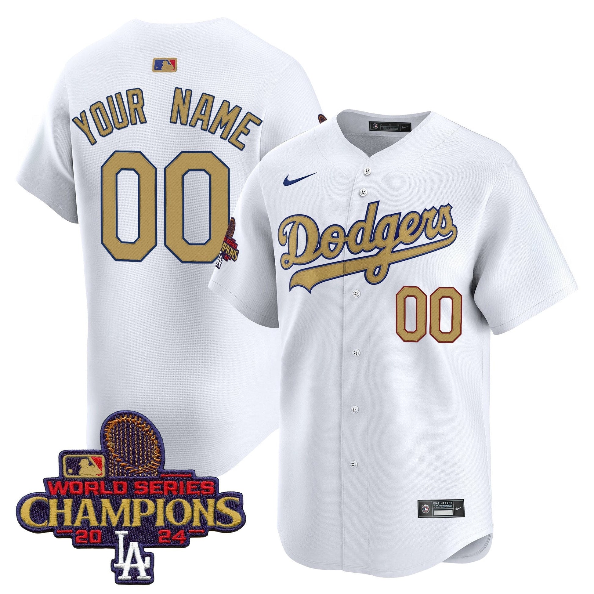 Dodgers 2025 Gold Vapor Premier Limited Custom Jersey - All Stitched