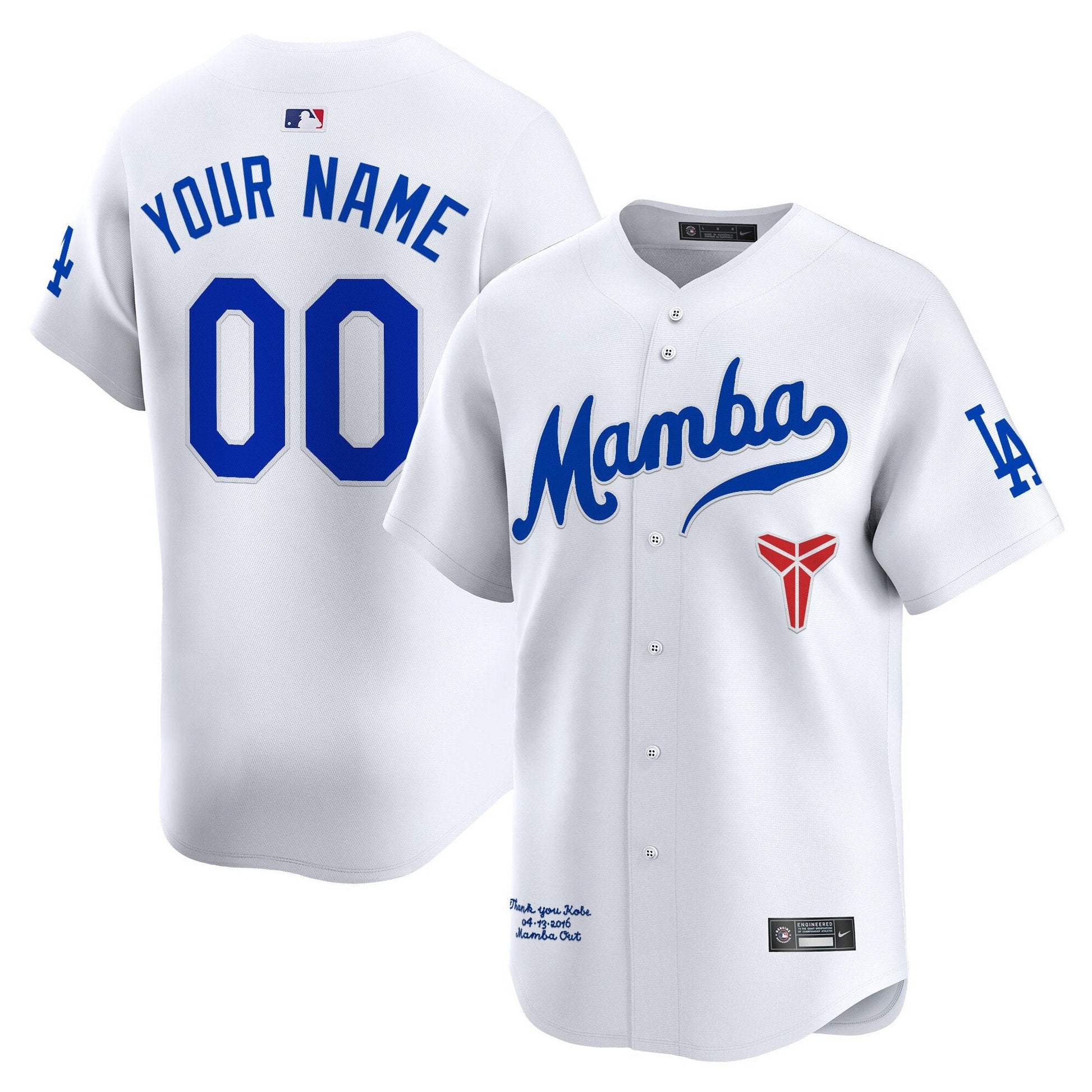 Dodgers Kobe Bryant Mamba Vapor Premier Limited Custom Jersey - All Stitched