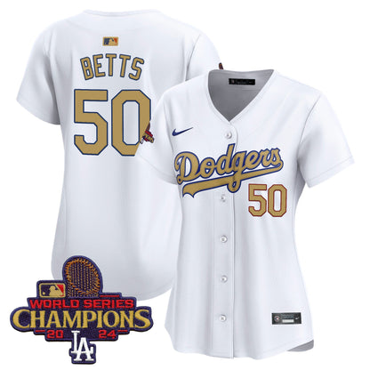 Women's Dodgers 2025 Gold Vapor Premier Limited Jersey - All Stitched
